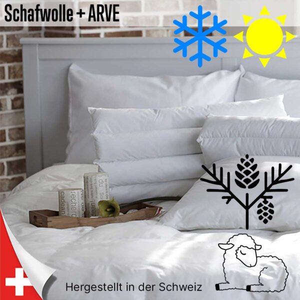 Ganzjahresdecke Schafwolle mit Arve
